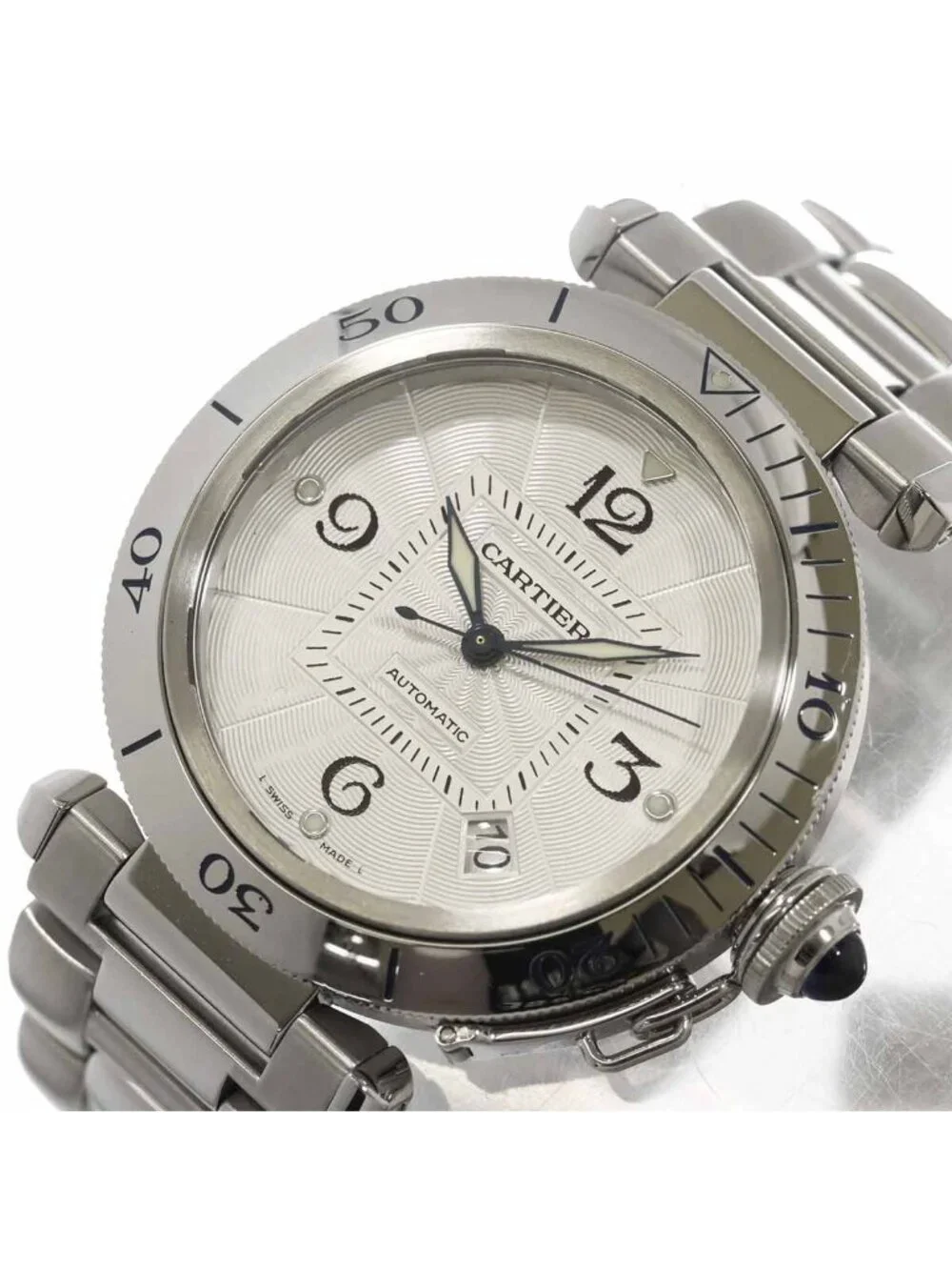 Cartier Pasha 38 Grid Watch Date Silver Automatic Winding